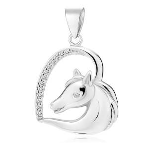Pandantiv argint cal si inima cu pietre DiAmanti Z1795C_W-DIA (Argint 925‰ 1,7 g.)